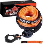 Synthetic Winch Rope Cable Kit 3/16" x 50 ft 8,450LBS Winch Rope Line with Protective Sleeve+Rubber Stopper+Winch Hook+Safety Pull Strap for ATV UTV SUV, Orange