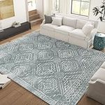 jinchan Area Rug Living Room Rug 8x10 Washable Rug Large Boho Soft Rug Geometric Accent Rug Contemporary Soft Rug Indoor Non Slip Carpet Bedroom Dining Room, Moss Grey