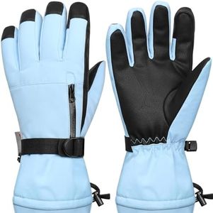Odtmger Snow Gloves,Touchscreen Ski Mittens,Warm Cold Weather Ski Gloves for Parent Boys Girls
