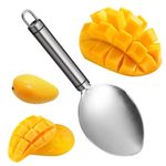 Mango Slicer, Stainless Steel Mango Prep Tool Mango Cutter Slicer Tool Separator Fruit Cutter Pitter with Non-Slip Handle Split Peel Mango Kitchen Gadget(Silver)