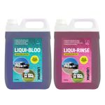 Liquipak Caravan Toilet Fluid & Rinse Chemical, Blue 5L & Pink 5L - For Caravan, Camper, Motorhome, Boat - Liqui-Bloo & Rinse, Formaldehyde Free 2x5L