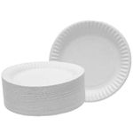 PRISTINE ENTERPRISE White Paper Disposable Plates Pack of 100 Large 23 cm 9 Inch, 100% Natural and Recyclable Ideal for Birthday, Anniversary, BBQs, Picnics, Parties Suitable for Hot & Cold Food