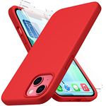 CellEver Upgraded Silicone for iPhone 13 Mini Case Ultra Slim [2 Tempered 9H Glass Screen Protectors Included] Shockproof Phone Cover with [Soft Microfiber Lining] 5.4 inch - Fire Red