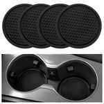 SINGARO Polyvinyl Chloride Car Cup Coaster, 4Pcs Universal Non-Slip Cup Holders Embedded In Ornaments Coaster, Car Interior Accessories, Black