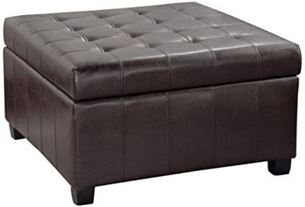 Christopher Knight Home Alexandria Bonded Leather Storage Ottoman, Marbled Brown , 31” x 31”x 18.6”