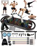 HOTWAVE Portable Exercise Equipment with 20 Gym Accessories.20 in 1 Push Up Board Fitness,Resistance Bands with Ab Roller Wheel,Full Body Workout at Home