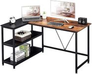 TEKAVO Computer Office Table Desk for Home Office L-Shape Reversible Multipurpose Engineered Wood Finish Writing Study Computer Laptop Desk Table.Rustic Brown and Black(Brown+Black)| DIY (130x87x75cm)