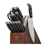 HENCKELS Statement 14Piece Serrated Self-Sharpening Knife Block Set, Ash Wood in Espresso - Razor Sharp, Durable, Professional Chef's Knife Set