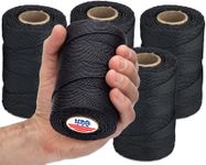 Waxed Twine 160 LBS Tensile Strength (5-Rolls) 1,005 feet Rolls | 9-ply | 100% Polyester | Black Cable Tie Down Wax Lacing Cord