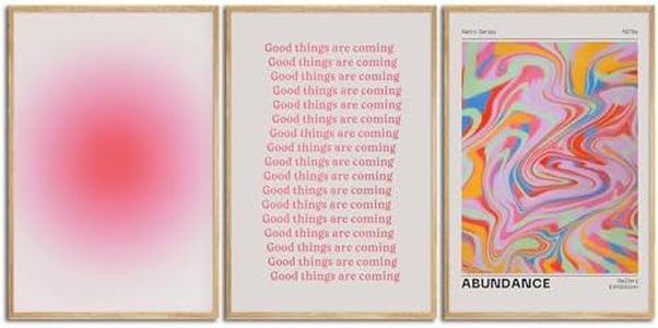 Good Things Are Coming Canvas Wall Art Aesthetic Set of 3 | Gradient Psychedelic Aura Angel Posters Prints Room Decor | Pink Wall Art Decor for Bedroom, Living Room - Unframed 16x24 Inch