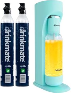 Drinkmate OmniFizz Sparkling Water and Soda Maker, Carbonates Any Drink, Bubble Up Bundle - Includes Two 60L CO2 Cylinders, One Carbonation Bottle, and Fizz Infuser (Arctic Blue)