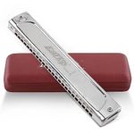 East top 24 Holes Professional Tremolo Harmonica Key of F#, T2406S Harmonica For Adults, Professional Band Player and Students