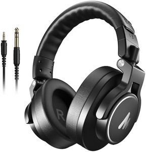 MAONO Studio Monitor Mixing DJ Headphones, 50mm Driver Professional Over Ear Wired Headset with 3.5mm to 6.35mm Jack for Guitar AMP, Piano, Music Production, Keyboard, Recording, Podcast, MH700 Black
