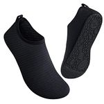 Metog Men Women Water Shoes Quick-Dry Aqua Socks Barefoot Slip-on for Beach Swim Sport Surf Yoga Exercise, Black Z Style, 13.5-14.5 Women/12.5-13.5 Men