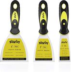 Starby Stainless Steel Putty Knife Set | Pack of 3(2” 3” 4") Putty Scraper Tool for Drywall Finishing, Plaster Scraping, Decals, Wallpaper, Mixing, Cutting & Other Uses