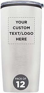 Custom Plastic Tumblers 20 oz. Set of 12, Personalized Bulk Pack - With lids, Ice Coffee Tumbler, To Go Cup, Insulated - Silver