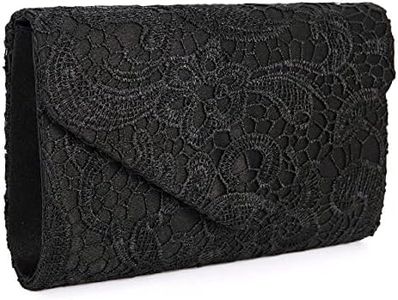 UBORSE Women's Elegant Floral Lace Envelope Clutch Evening Prom Handbag Purse Black