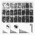 Serplex® 1290PCS Screws Nuts and Washers Set M2 M3 M4 Screws Nuts and Washers Assorted Sizes, High Hardnes Alloy Steel Hex Socket Head Cap Metric Bolts and Nuts Anti Rust Steel Screws Nuts