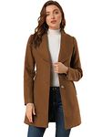 Allegra K Women's Single Breasted Shawl Collar Overcoat Belted Winter Coat Brown Medium