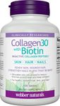 Webber Naturals Collagen30 with Biotin, 2,500 mg of Bioactive Collagen Peptides with 5,000 mcg of Biotin Per Serving, 120 Tablets, For Advanced Nourishment of Skin, Hair and Nails