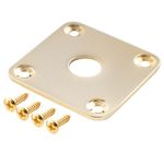 Musiclily Pro Metal Flat Bottom Square Jack Plate for Epiphone USA Les Paul Style Guitar, Gold