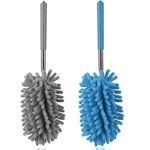 Lorpect Microfiber Duster for Cleaning, Dusters with Telescoping Extension Pole, Extendable Washable Mini Dusters for Cleaning Car, Window, Furniture, Office (Blue and Grey)