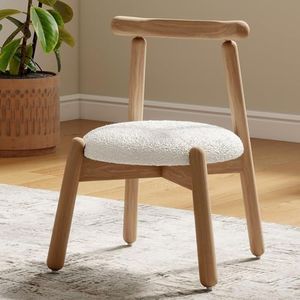 DAYAOUTDOOR Kid Chairs with Solid Wooden Frame, Toddler Armchair Comfy, Upholstered Kids Chair, Toddler Chairs Ages 1-4, Wooden Kids Chair for Playroom, Kindergarten & Preschool, Round White