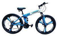 App Grow Unisex Foldable Slim High Speed Standard Disc Break Gear Cycle with Front and Rear Suspension Bicycle Frame Size- 77cm (Blue)