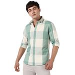 Campus Sutra Men's White & Sage Green Buffalo Check Button Up Regular Fit Shirt for Casual Wear | Cotton Shirt Crafted with Regular Sleeve, Comfort Fit for Everyday Wear