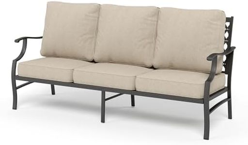 SUNSHINE VALLEY Metal Patio Furniture Sofa with 5.75" Super-Thick Waterproof Cushion, 3-Seater Deep Seating & High-Back Outdoor Couch for Patio Backyard Deck Front Porch
