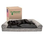 Furhaven Orthopedic Dog Bed for Large Dogs w/Removable Bolsters & Washable Cover, for Dogs Up to 125 lbs - Plush & Southwest Kilim Woven Decor Sofa - Boulder Gray, Jumbo Plus/XXL