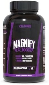 Huge Supplements Magnify Pump Pills & Nitric Oxide Booster, Enhance Muscle Pumps, Fullness & Vascularity, Science-Backed Ingredients - NO3-T Nitrates, Agmatine Sulfate, VasoDrive-AP (180 Capsules)
