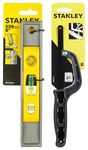 STANLEY STHT42465-812 Contractor Grade Aluminum Torpedo Level Magnetic (Yellow) & STANLEY 0-20-807 10''/254mm Mini Hacksaw (Black)