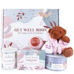 Get Well Soon Pamper Gifts for Women, Self Care Package for Her, Unique Thinking of You Wellbeing Present, 5 pc Get Better Soon Pamper Hamper with Teddy for Women, Best Friend, Sister