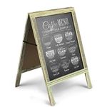 Flexzion A-Frame Sidewalk Sign Outdoor Chalkboard Easel Rustic Vintage Framed Chalkboard Folding Sign, Two-Sided Standing Menu Board for Food Truck, Sandwich Board Sign, Bar Specials, Wedding and More