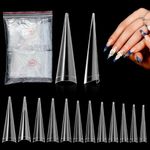 Sibba Stiletto Nail Tips 504 Pcs Acrylic Nails Long Clear False Nails Tips Half Cover Straight Tapered Accessories Soft Traceless No C Curve Professional Extra Long Fingernail for Salons Home DIY