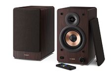 Sharp CP-SS30(BR) 60W RMS (2x 30W) 2-way Active Bookshelf Speakers - Wireless Studio Monitors with Bluetooth v5.0 Audio Streaming, USB Playback, Optical, AUX & RCA input - Brown