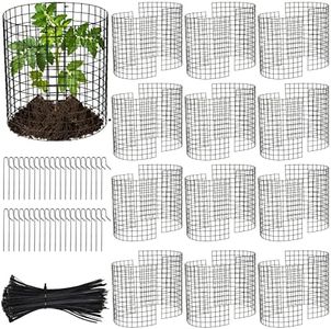 Therwen 24 Pieces 12 Pack Wire Plant Protectors Bunny Barricades Protect Plants from Animals, 14'' x 14'' for Garden Flowers Vegetables Protection from Rabbits Chickens Ducks