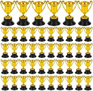 Nicunom 50 Pack Mini Trophies for Awards, Plastic Gold Award Trophy Cups for Kids Participation Trophy Cup Bulk for Party Favor, Reward, Prop, Sport, Tournament, Competition, Winning Prize, 3.4 in