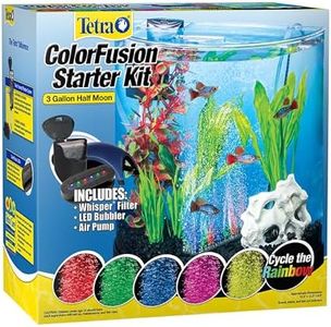 Tetra 3 Gallon Small Fish Tank, Aquarium Starter Kit, with Filter, Air pump, & Color Changing Light, Half Moon shape, for Gold Fish & Betta