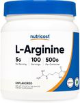 Nutricost L-Arginine Powder 500 Grams (1.1lbs) - Pure L-Arginine Powder - 5000mg Per Serving; 100 Servings