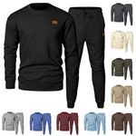 Cocila Today's Deals Mens 2 Piece Tracksuit Outfits Long Sleeved Knit Pullover Sweatshirt Tracksuit & Joggers Sweatpants Casual Sweatsuit Sets with Pockets Suit Clothes f Black of Friday