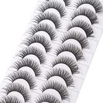 Russian Strip Eyelashes 10 Pairs D Curl Natural Curly Soft Faux Mink Lashes Material Extension Effect Natural Look Cat Eye Lashes Pack-Happy Heartbeat(iC19)