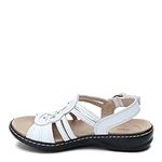 Clarks Women's Leisa Janna Sandal, White Leather, 8 W US