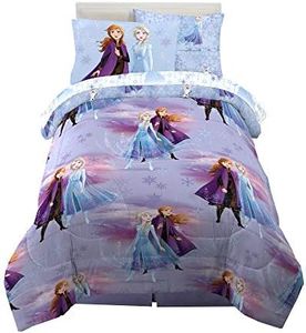 Franco Disney Frozen 2 Kids Bedding Super Soft Comforter and Sheet Set with Sham, 5 Piece Twin Size, Official Disney Product by