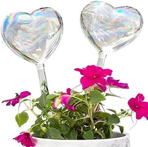 Kingbuy Plant Waterer Self Watering Globes Colorful Glass Plant Watering Bulbs Heart Shaped Garden Water Device for Indoor Outdoor Plants, 4 Pack