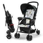 Baybee Tiny Baby Stroller Pram for Baby Boy Girl 0 to 3 years, Foldable Baby Trolley with 2-Position Adjustable, 3 Point Safety Belt, Baby Pram Stroller for Kids with Canopy & Parent Handle (Black)