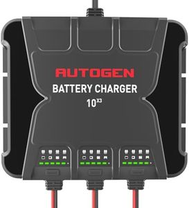 AUTOGEN 3-Bank Smart Marine Battery Charger, 12V 30A (10A/Bank) Waterproof Onboard Boat Charger, Battery Maintainer and Desulfator for Deep-Cylce, AGM and Lithium(LiFePO4) Batteries