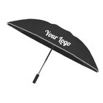 TopTie Custom Auto Inverted Umbrella, Logo Printed Windproof Travel Umbrella with Reflective Stripe