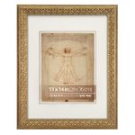 WYNCO 11x14 Bronze Gold Ornate Classic Picture Frame, With Mat for 8x10 inches photos, drawings or paintings, Real Glass Protection